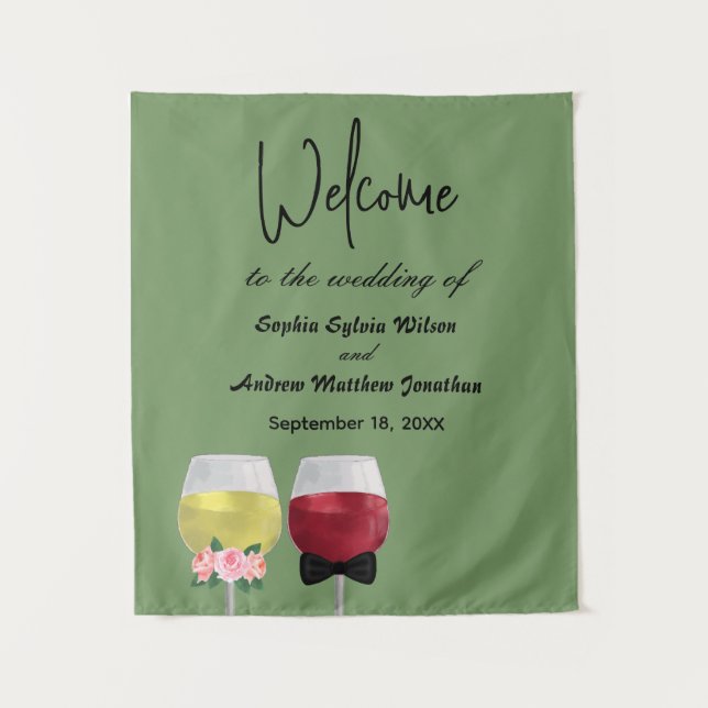 Vintages Bohemisches Begrüßungs-Party Couple Wine  Wandteppich (Vorderseite)