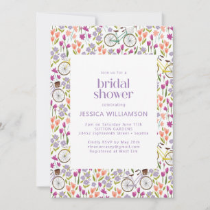 Vintages Boho Bicycle Floral Brautparty Einladung