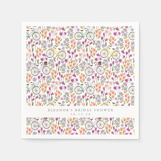 Vintages Boho Bicycle Floral Custom Brautparty Serviette (Vorderseite)