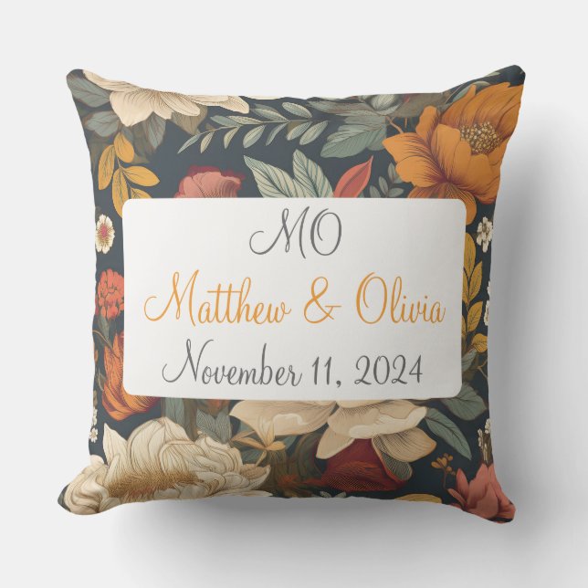 Vintages Boho-Blumenmuster-Hochzeitsgeschenk Kissen (Vorderseite)