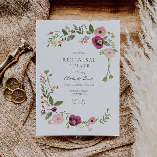 Vintages Boho Floral Hochzeit Probe Dinner Einladung