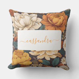 Vintages Boho Floral Muster mit Name Kissen