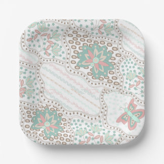 Vintages Boho Floral- und Butterfly-Muster Pappteller