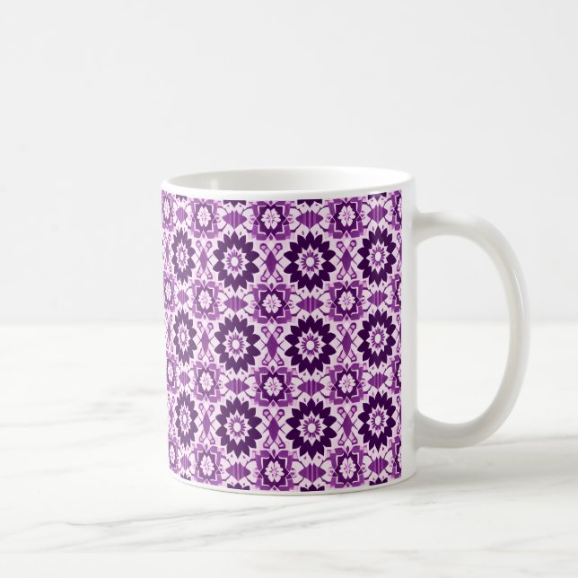 Vintages Boho Lila Geometric Floral Pattern Kaffeetasse (Rechts)