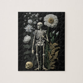 Vintages boho magisches Blumenskelett in schwarz Puzzle