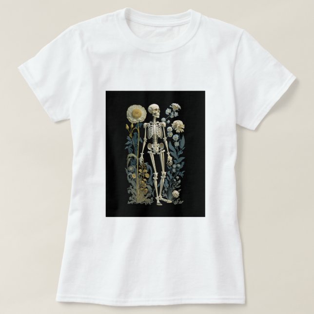 Vintages boho magisches mystisches Blumenskelett i T-Shirt (Design vorne)
