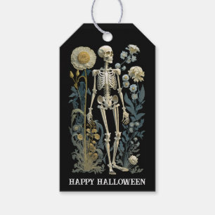 Vintages boho magisches schwarzes Blumenskelett Ha Geschenkanhänger