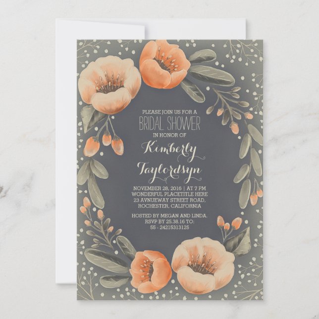 Vintages Boho mit BlumenBrautparty Einladung (Vorderseite)