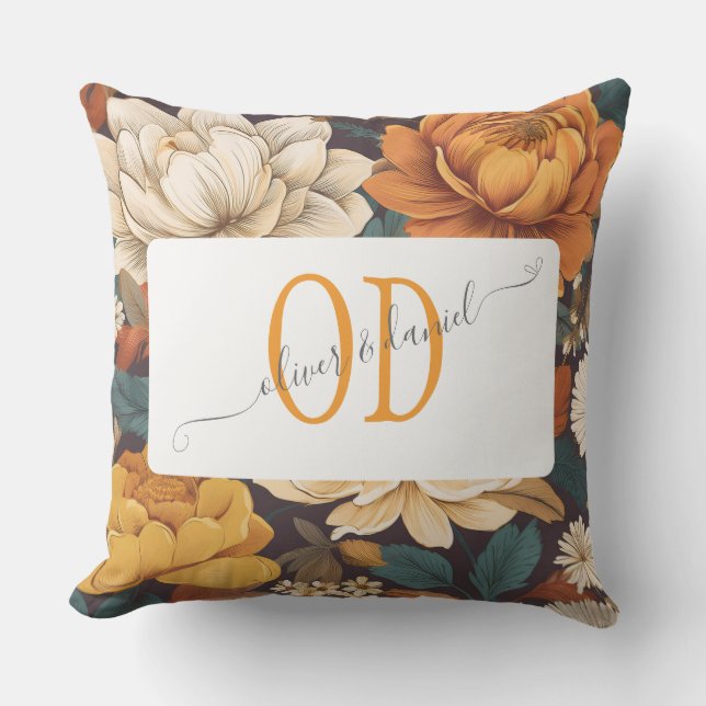 Vintages Boho-Muster mit Namen und Monogramm Kissen (Vorderseite)