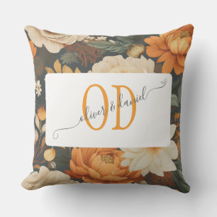 Vintages Boho-Muster mit Namen und Monogramm Kissen