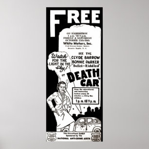 Vintages Bonnie und Clyde Death Car Advert Morbid Poster