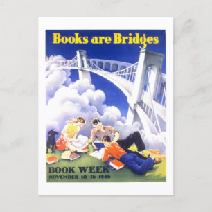 Vintages "Books Are Bridges"-Wochenposter Postkarte