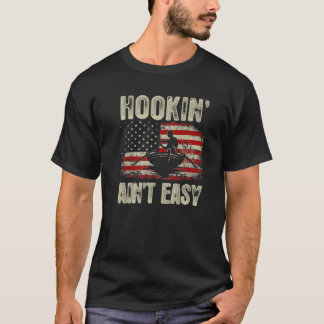 Vintages Boot Fishing USA Flag Hookin' Ain nicht l T-Shirt