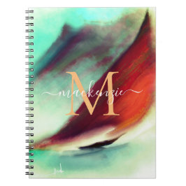 Vintages Boot Wasserfarbe Mit Monogramm Notizblock