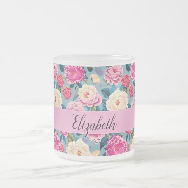 Vintages botanisches Blumendesign Mattglastasse (Mittel)