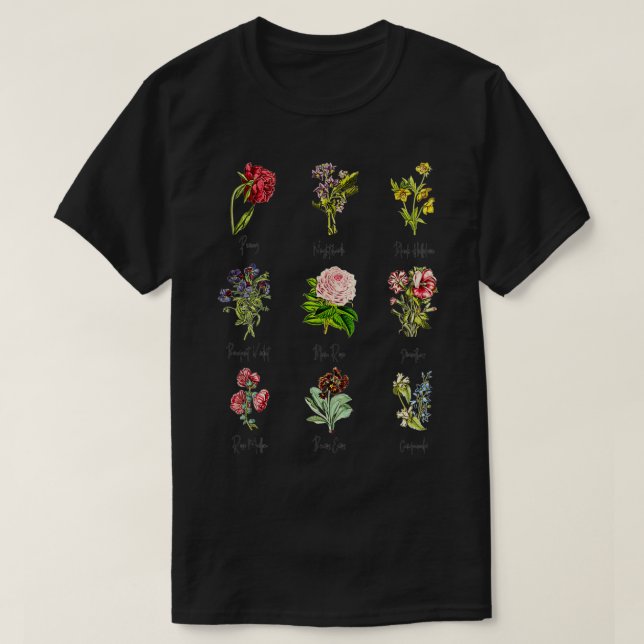 Vintages botanisches Blumengarten Tshirt T-Shirt (Design vorne)
