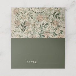 Vintages Botanisches Blumenmoss Grün Garten Platzkarte