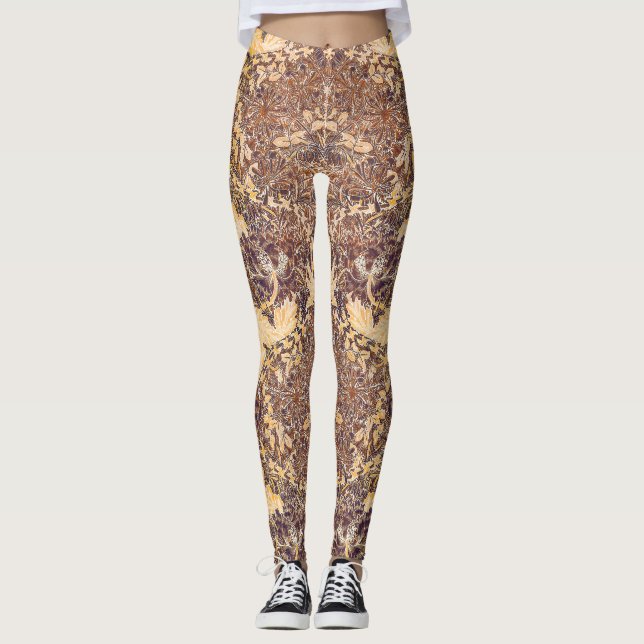 Vintages botanisches Blumenmuster Leggings (Vorderseite)