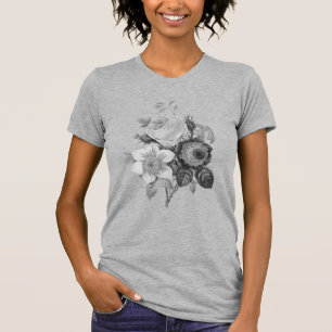 Vintages botanisches Grau T-Shirt