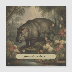 Vintages botanisches Hippo, anpassbar Magneteinladung