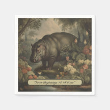 Vintages botanisches Hippo, anpassbar