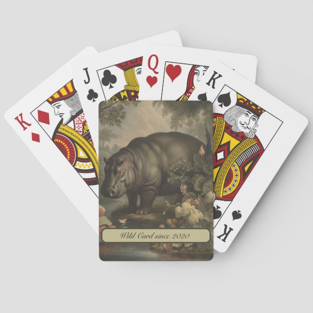 Vintages botanisches Hippo, anpassbar Spielkarten (Rückseite)