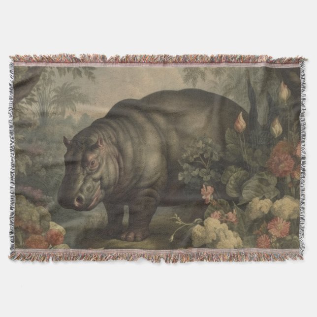 Vintages botanisches Hippo Decke (Vorderseite)