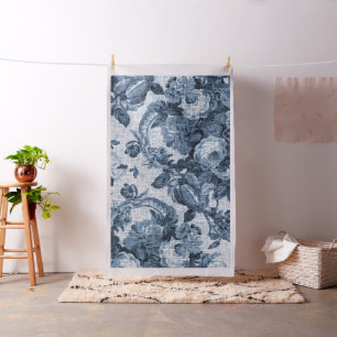 Vintages botanisches Indigoblau #5 Floral Toile Stoff