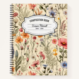 Vintages botanisches KompositionsNotebook Notizbuch