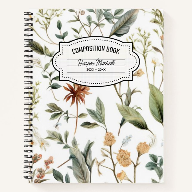Vintages botanisches KompositionsNotebook Notizbuch (Vorderseite)