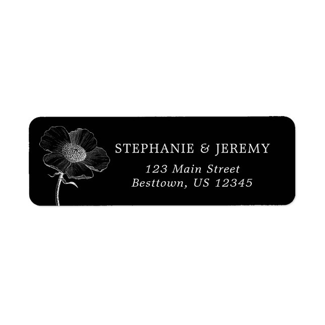 Vintages botanisches Line Art Address Label (Vorne)