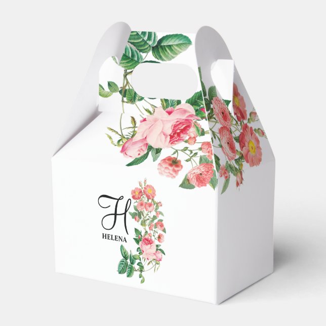 Vintages botanisches Monogramm Geschenkschachtel (Vorderseite)