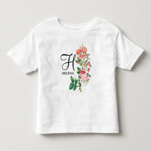 Vintages botanisches Monogramm Kleinkind T-shirt