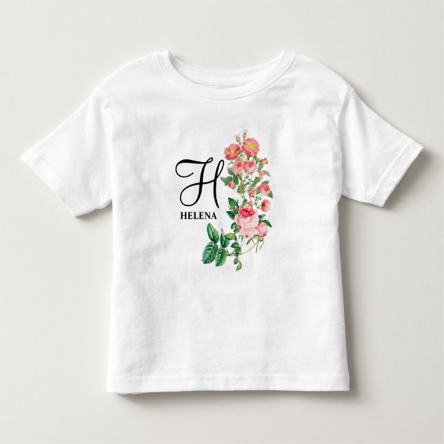 Vintages botanisches Monogramm Kleinkind T-shirt (Vorderseite)