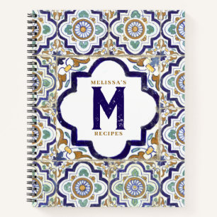 Vintages botanisches Monogramm Notizbuch