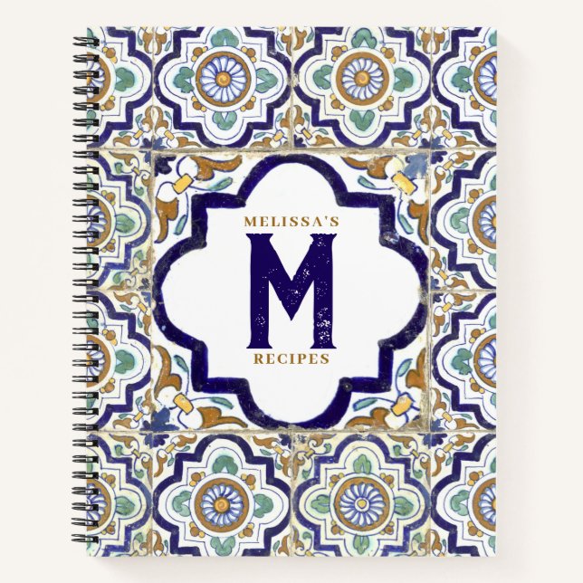 Vintages botanisches Monogramm Notizbuch (Vorderseite)