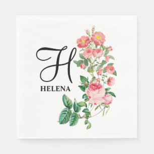 Vintages botanisches Monogramm Serviette