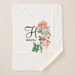 Vintages botanisches Monogramm Sherpadecke