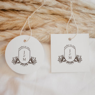 Vintages Botanisches Monogramm Wappen Klassische R Geschenkanhänger