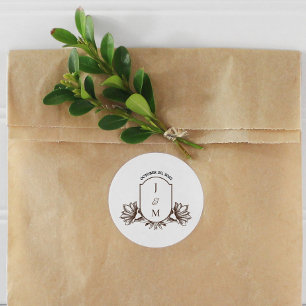 Vintages botanisches Monogramm-Wappen Runder Aufkleber