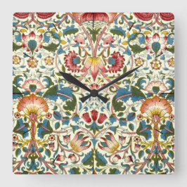 Vintages botanisches Morris-Design Quadratische Wanduhr