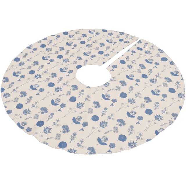 Vintages botanisches Muster für Blumenbezeichnunge Polyester Weihnachtsbaumdecke (Schrägansicht)