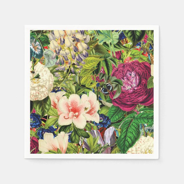 Vintages botanisches Muster Serviette (Vorderseite)