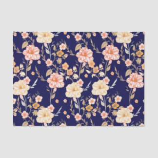 Vintages Botanisches Navy Blush Pink Floral Elegan Seidenpapier