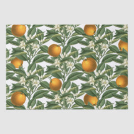 Vintages botanisches Orange Fruchtblossom Muster Seidenpapier