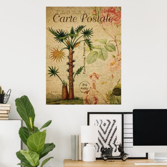Vintages botanisches Poster - Palme Tree (Heimbüro)