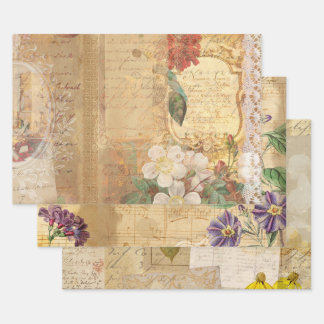 Vintages botanisches Retro Viktorianisch Geschenkpapier Set