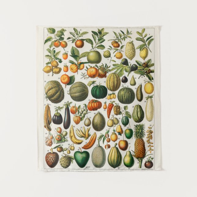 Vintages botanisches Tapisserie Wandteppich (Vorderseite)