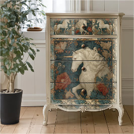 Vintages botanisches William Morris Style Einhorn Seidenpapier