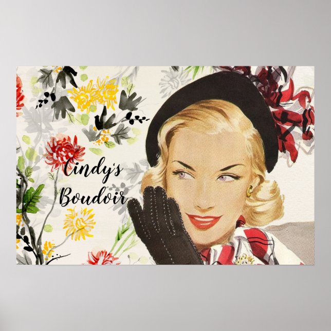 Vintages Boudoir-Poster. bearbeitbar Poster (Vorne)